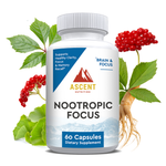 Load image into Gallery viewer, Nootropic Focus contains 7% Standardized Panax Ginseng extract. 24% Standardized Ginkgo Biloba extract.  Strong adaptogens to support memory, focus, and mood.
